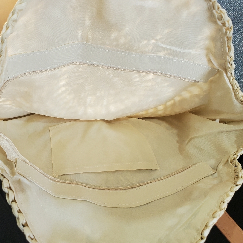 Straw Woven Tote Bag Double Handle Creamy White - Picture 9 of 9